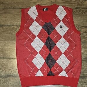Y2k NWOT Red Ape Argyle Sweater Vest Men Large Retro Modern Diamond